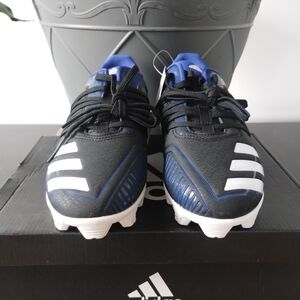 Adidas Kids Cleats - Black and Blue with White Stripes